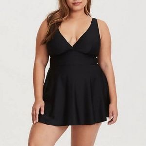 Torrid deep v neck swim with skirt